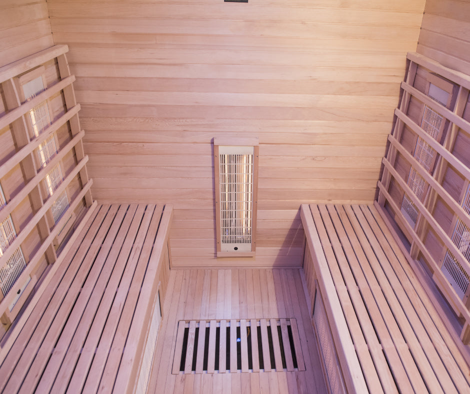 Spectra 4 to 6-person infrared indoor sauna.